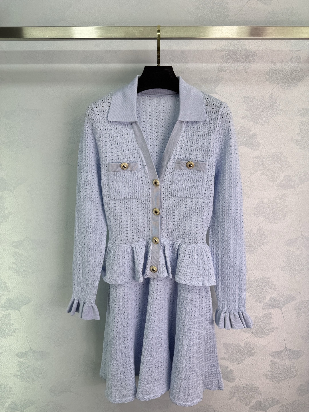 Original Scavenging Female Suit: Self-Portrait Smog Blue Skirt with French Aroma Design