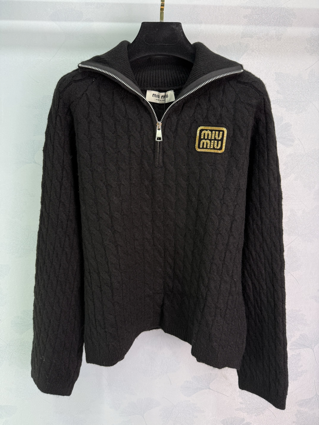 Miu Miu Women's Wool Cable Knit Half-Zip Sweater with Logo Patch 2 cmp i1757950174361 2017 0 1