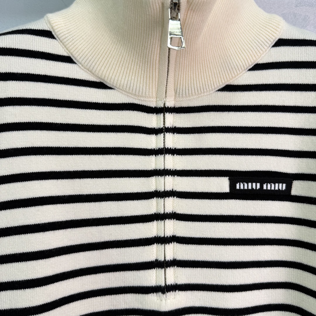 Miu Miu Striped Wool Knit Sweater with Zip Collar | Autumn Collection 6 cmp i1757950956245 43 0 5