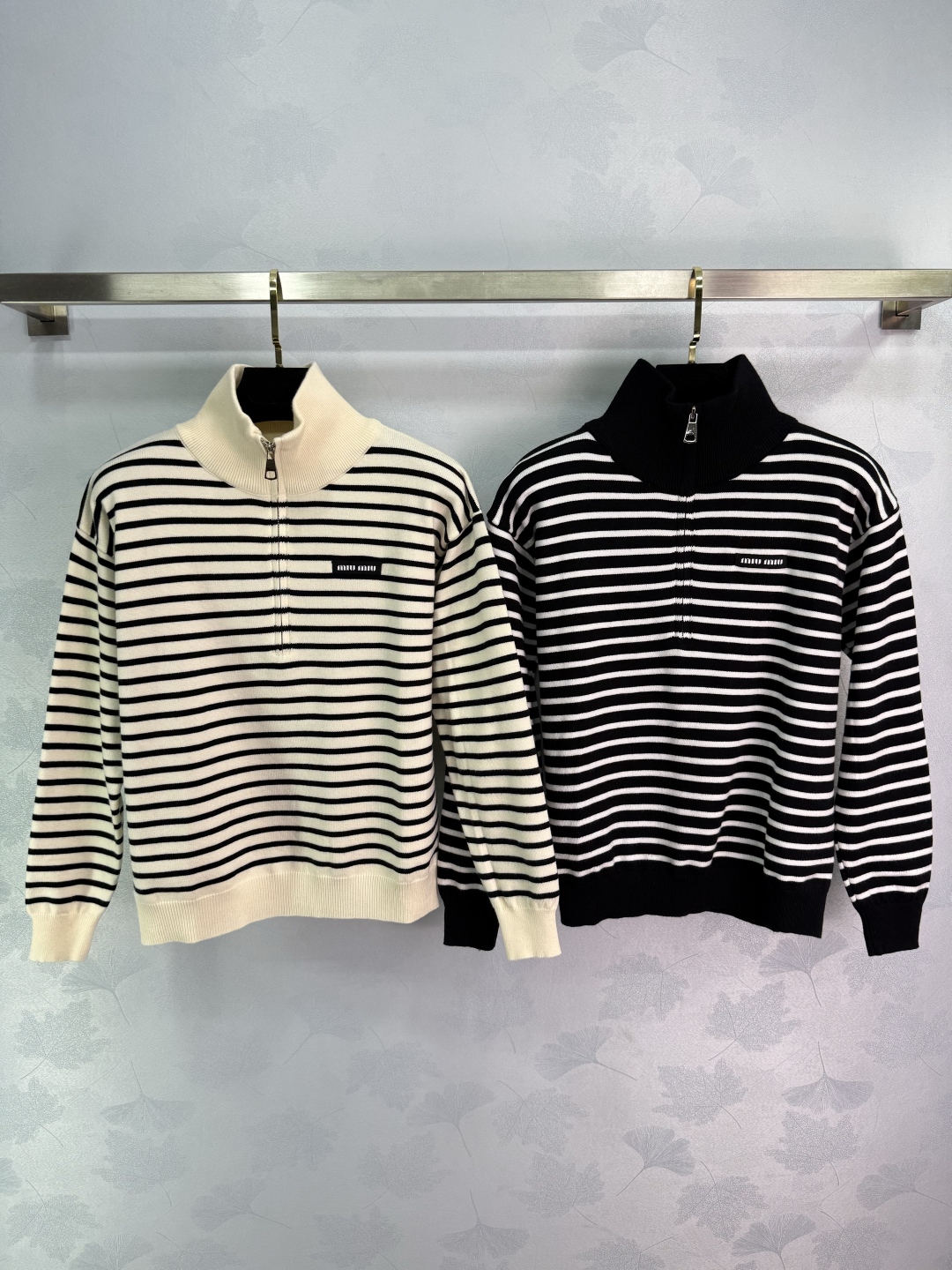 Miu Miu Striped Wool Knit Sweater with Zip Collar | Autumn Collection 1 cmp i1757950957528 3904 0 0