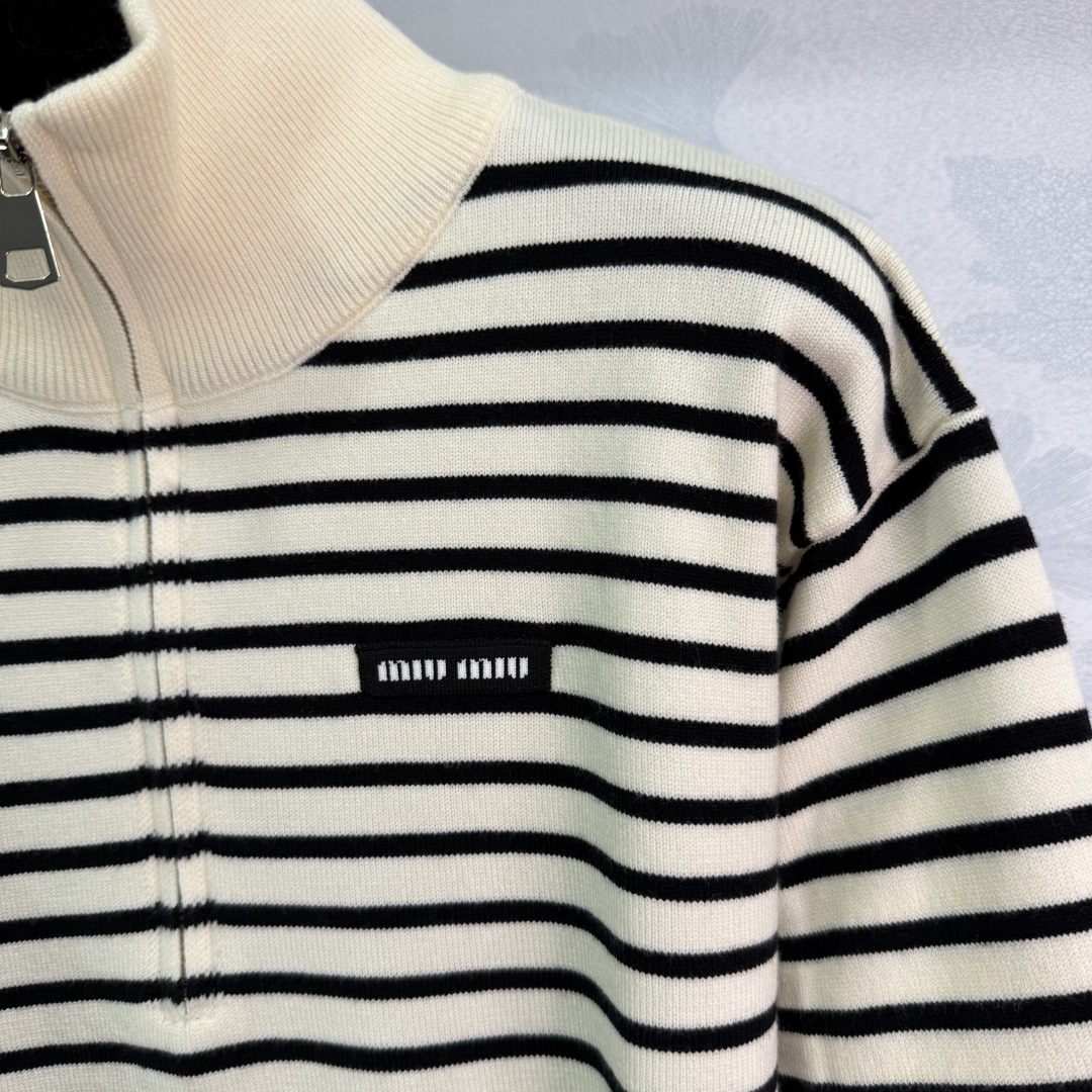 Miu Miu Striped Wool Knit Sweater with Zip Collar | Autumn Collection 5 cmp i1757950964081 5702 0 4