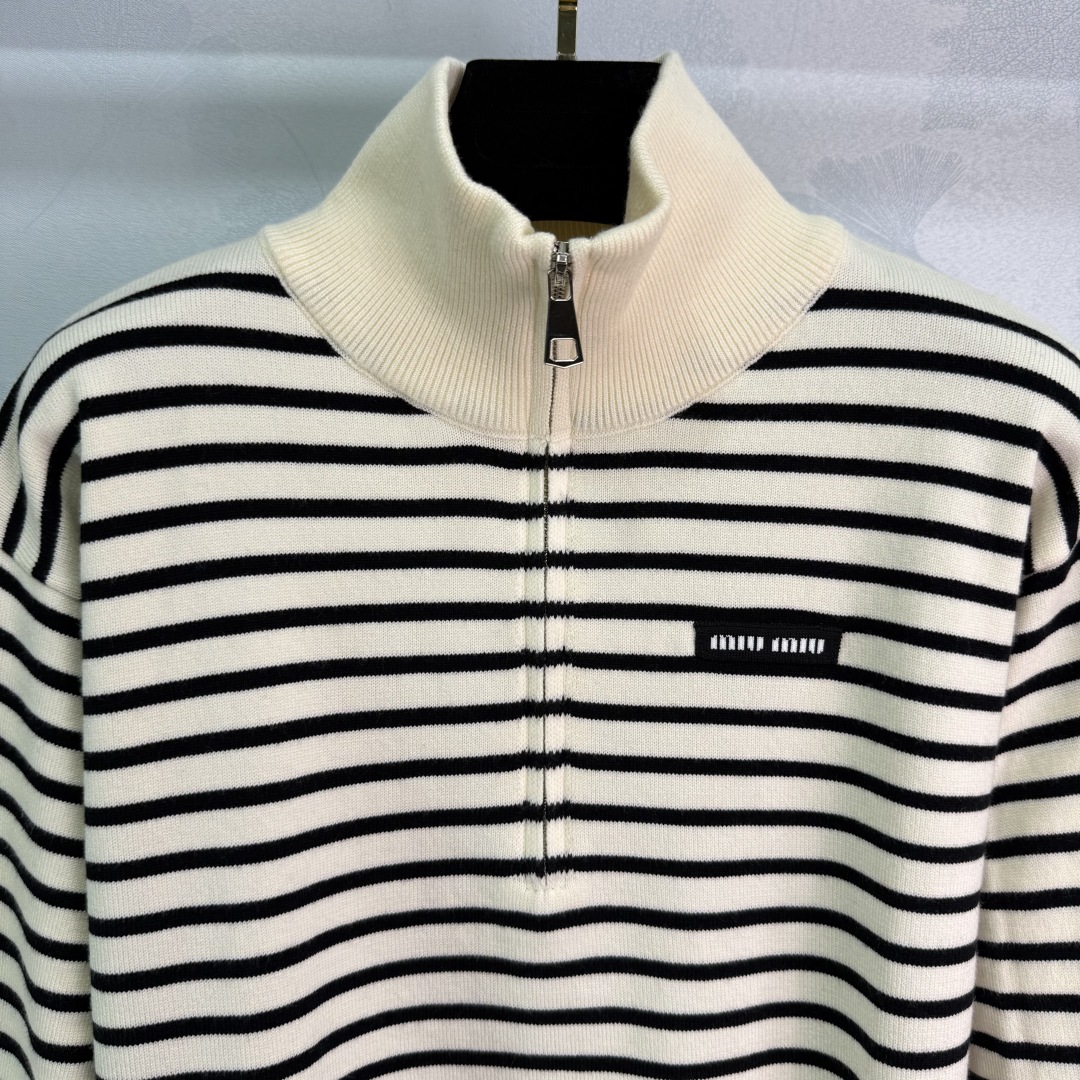 Miu Miu Striped Wool Knit Sweater with Zip Collar | Autumn Collection 4 cmp i1757950964100 8235 0 3