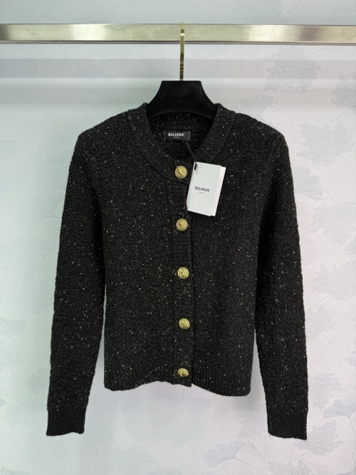 Balmain 2025 Early Autumn Black Wool Cardigan with Gold Buttons 1 Balmain 2025 Early Autumn Black Wool Cardigan with Gold Buttons
