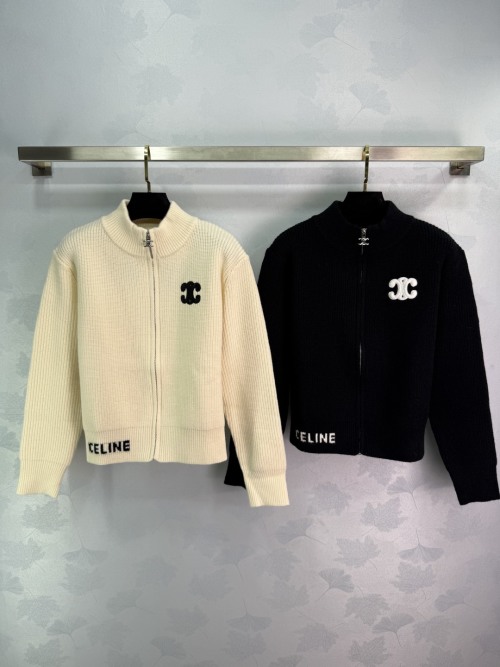 CELINE 2025 Fall/Winter New Knit Cardigan, Wool Fabric, Slim Fit, Two Colors 1 CELINE 2025 Fall/Winter New Knit Cardigan, Wool Fabric, Slim Fit, Two Colors