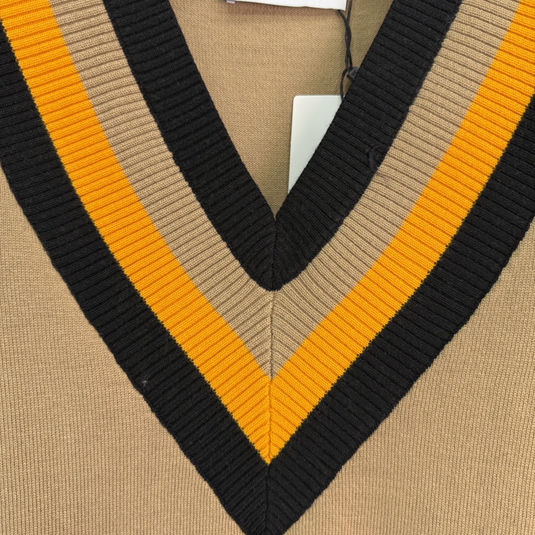 Valentino V-Neck Wool Sweater with Striped Trim - Beige and Brown Options 5 cmp i1759504324090 2165 0 4