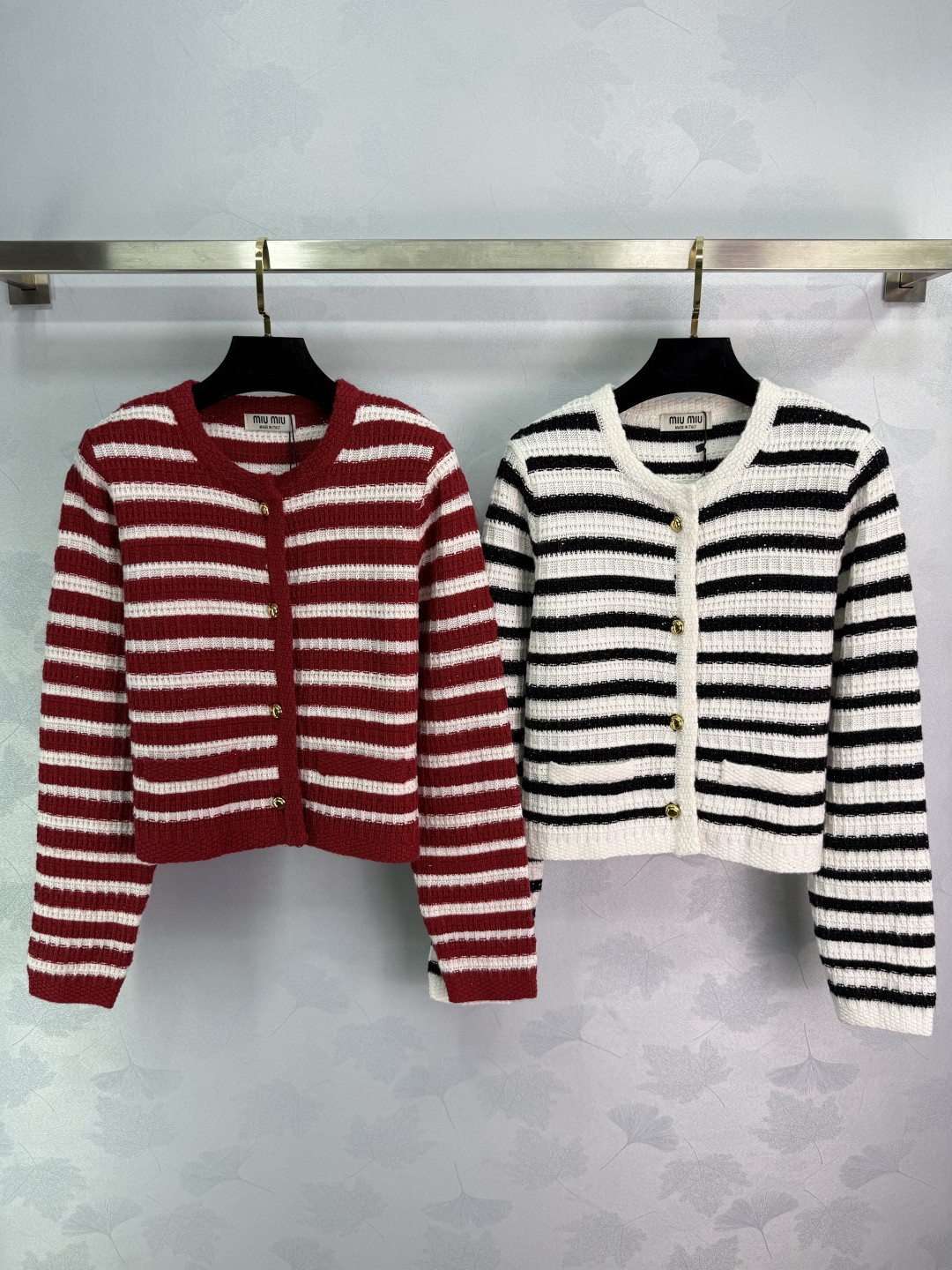 Cardigan rayé en maille de laine Miu Miu - Collection Automne/Hiver