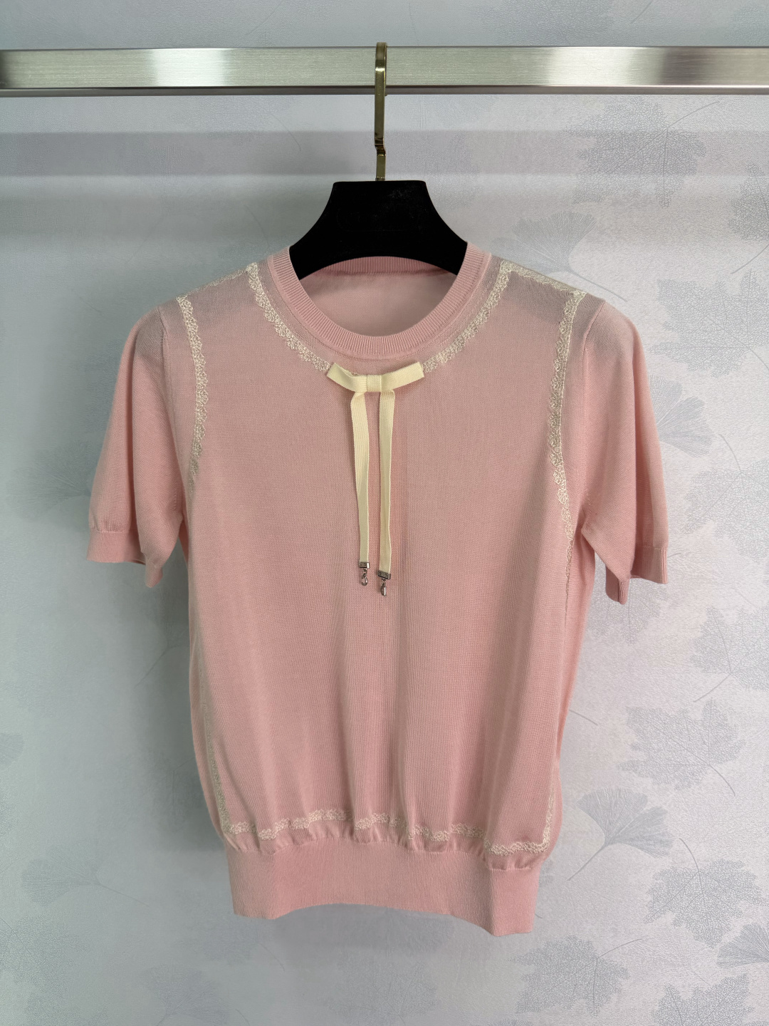 디올 여성 2026SS 리본 레이스 반팔 니트 레플리카 34853 Dior Women T Shirt