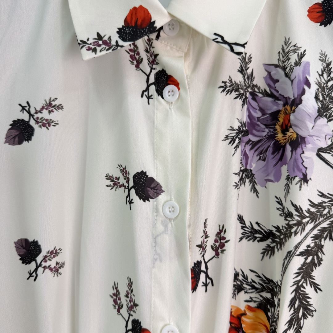 Dior Floral Contrast Trim Shirt Dress