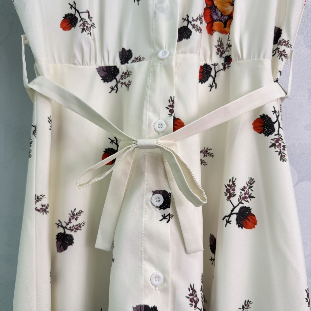 Dior Floral Contrast Trim Shirt Dress
