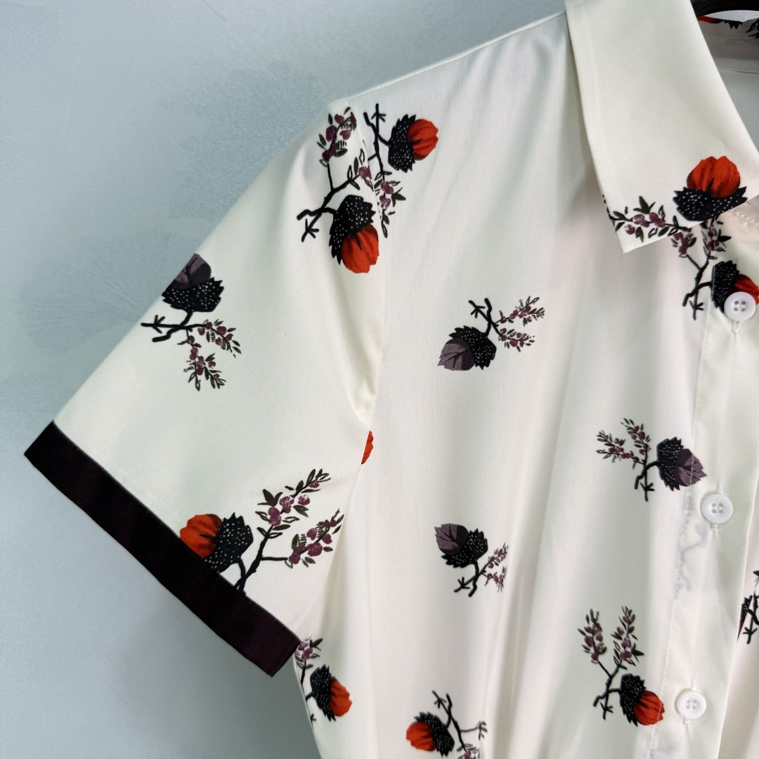 Dior Floral Contrast Trim Shirt Dress