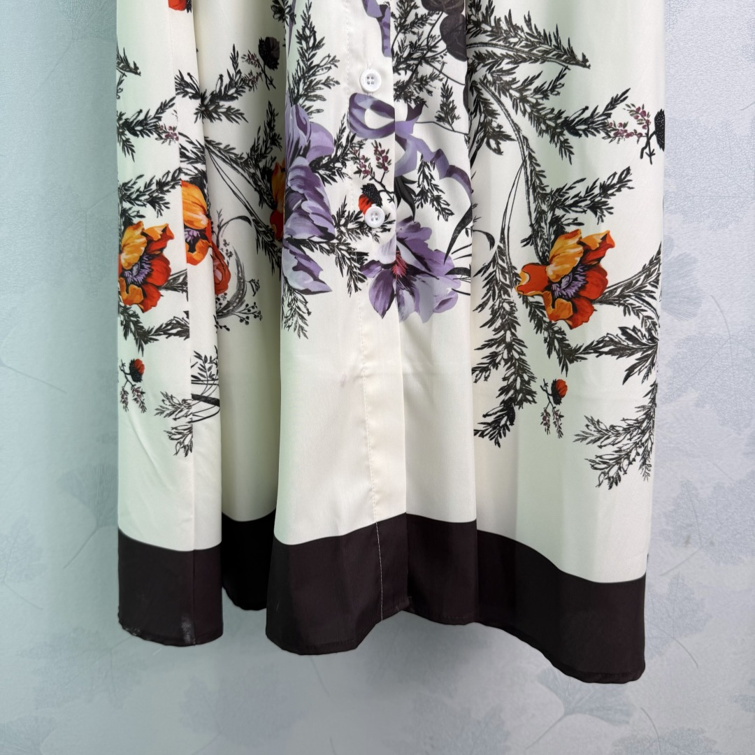Dior Floral Contrast Trim Shirt Dress