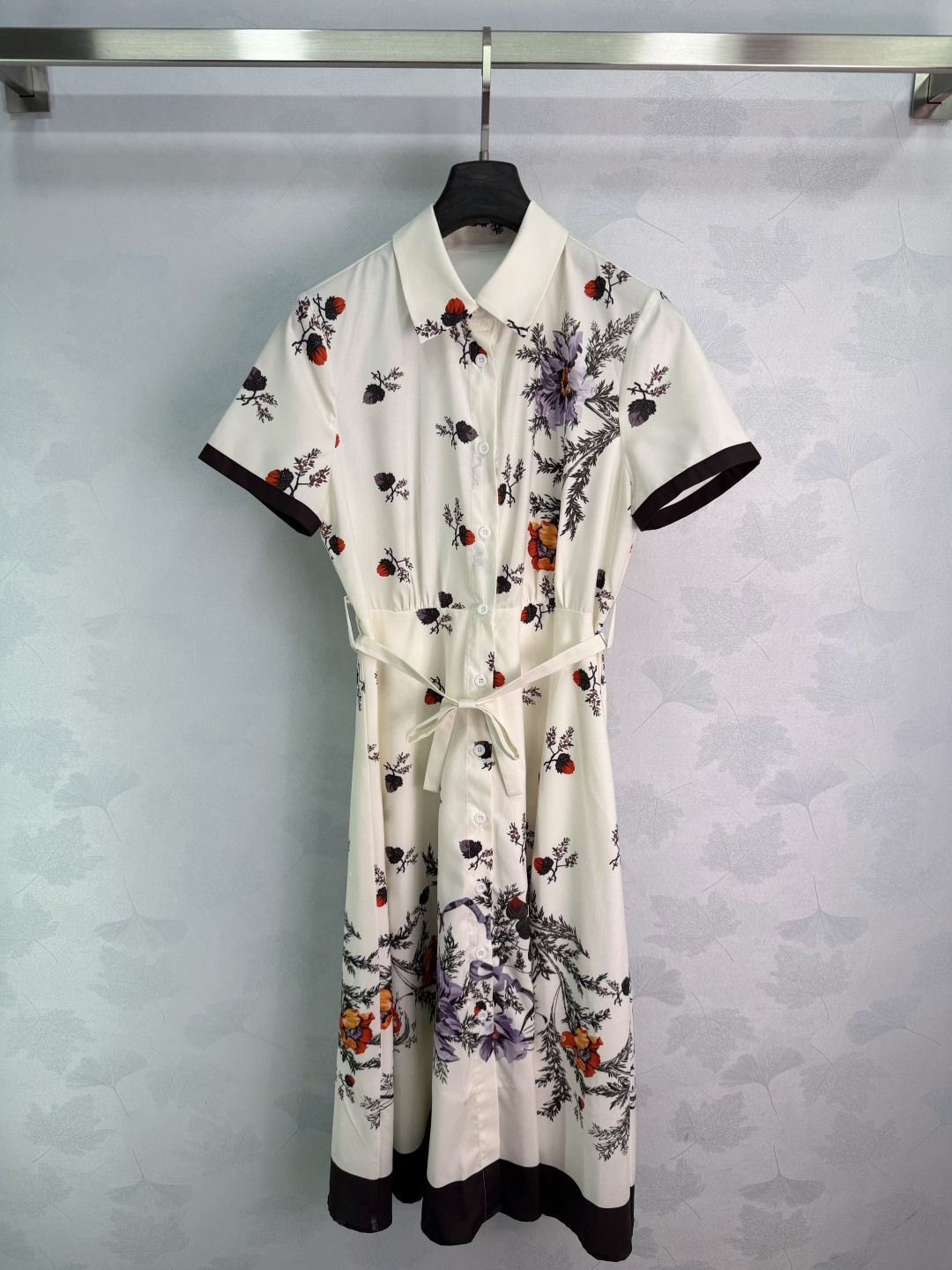 Dior Floral Contrast Trim Shirt Dress