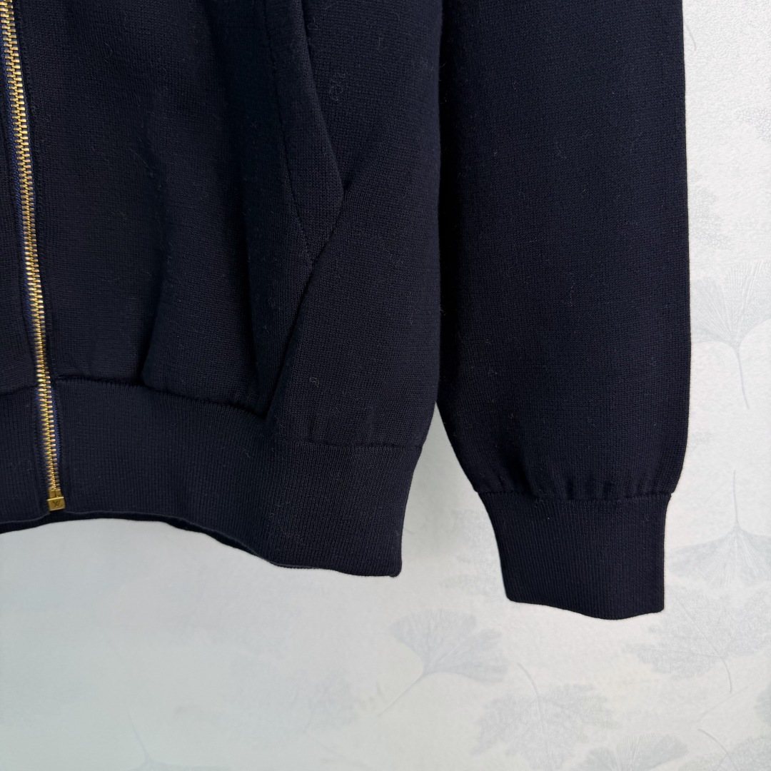  LV Embroidery Zip-Up Hooded Sweatshirt Jacket