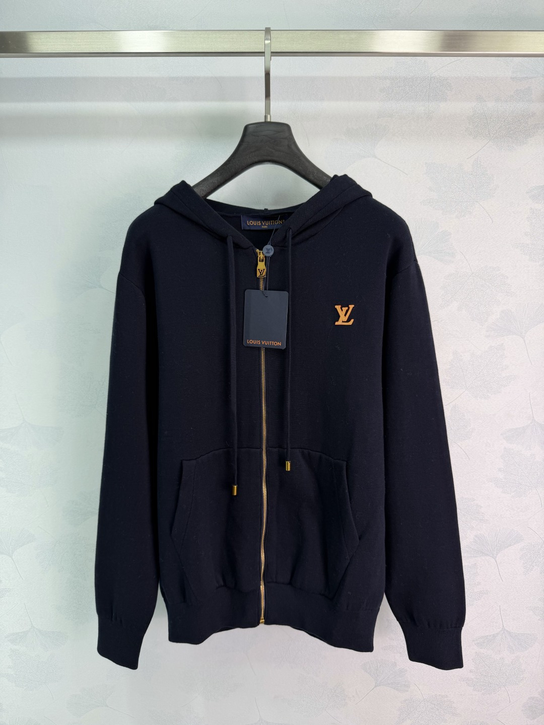  LV Embroidery Zip-Up Hooded Sweatshirt Jacket