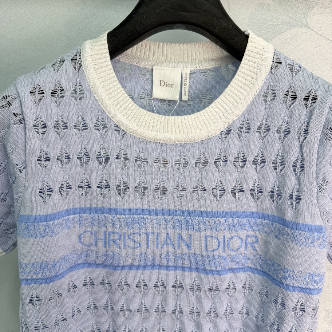 Dior Diamond Hollow Logo Knit Top