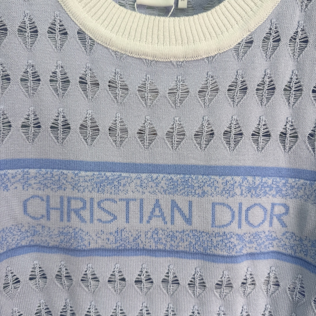 Dior Diamond Hollow Logo Knit Top
