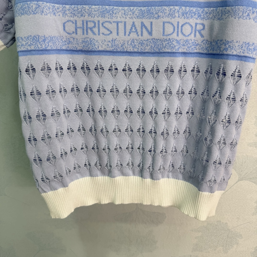 Dior Diamond Hollow Logo Knit Top