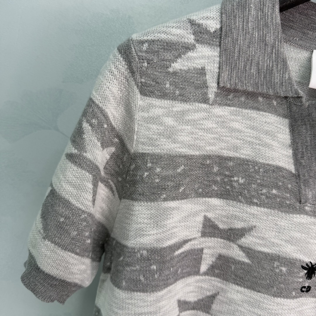 Dior Star Stripe Knit Polo