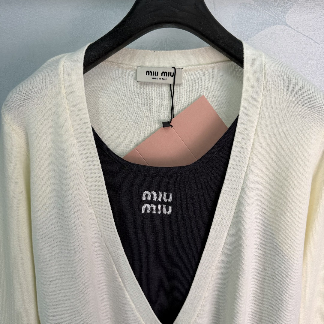 Miu Miu Knit Cardigan And Tank Top Two Piece Set
