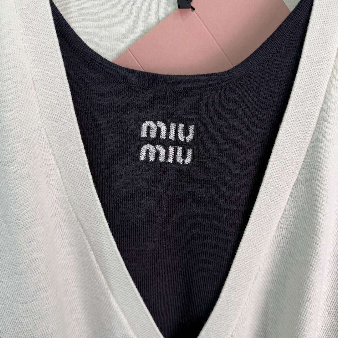 Miu Miu Knit Cardigan And Tank Top Two Piece Set
