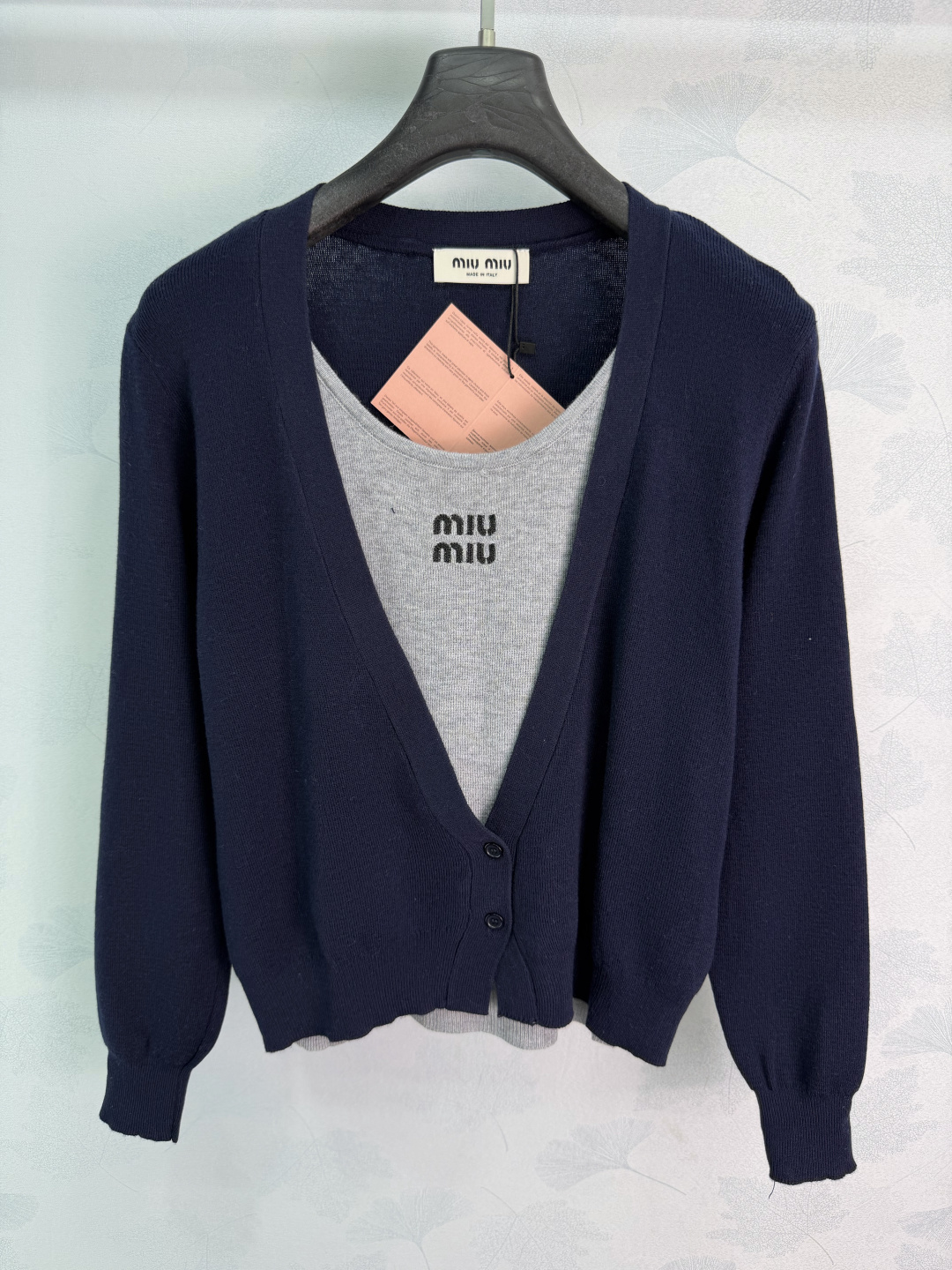 Miu Miu Knit Cardigan And Tank Top Two Piece Set

