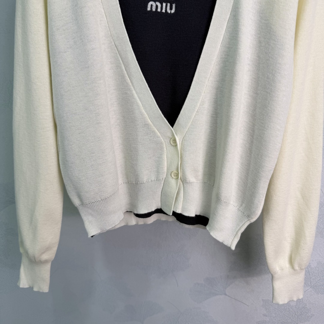 Miu Miu Knit Cardigan And Tank Top Two Piece Set
