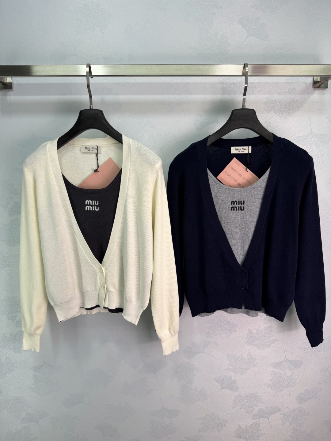 Miu Miu Knit Cardigan And Tank Top Two Piece Set
