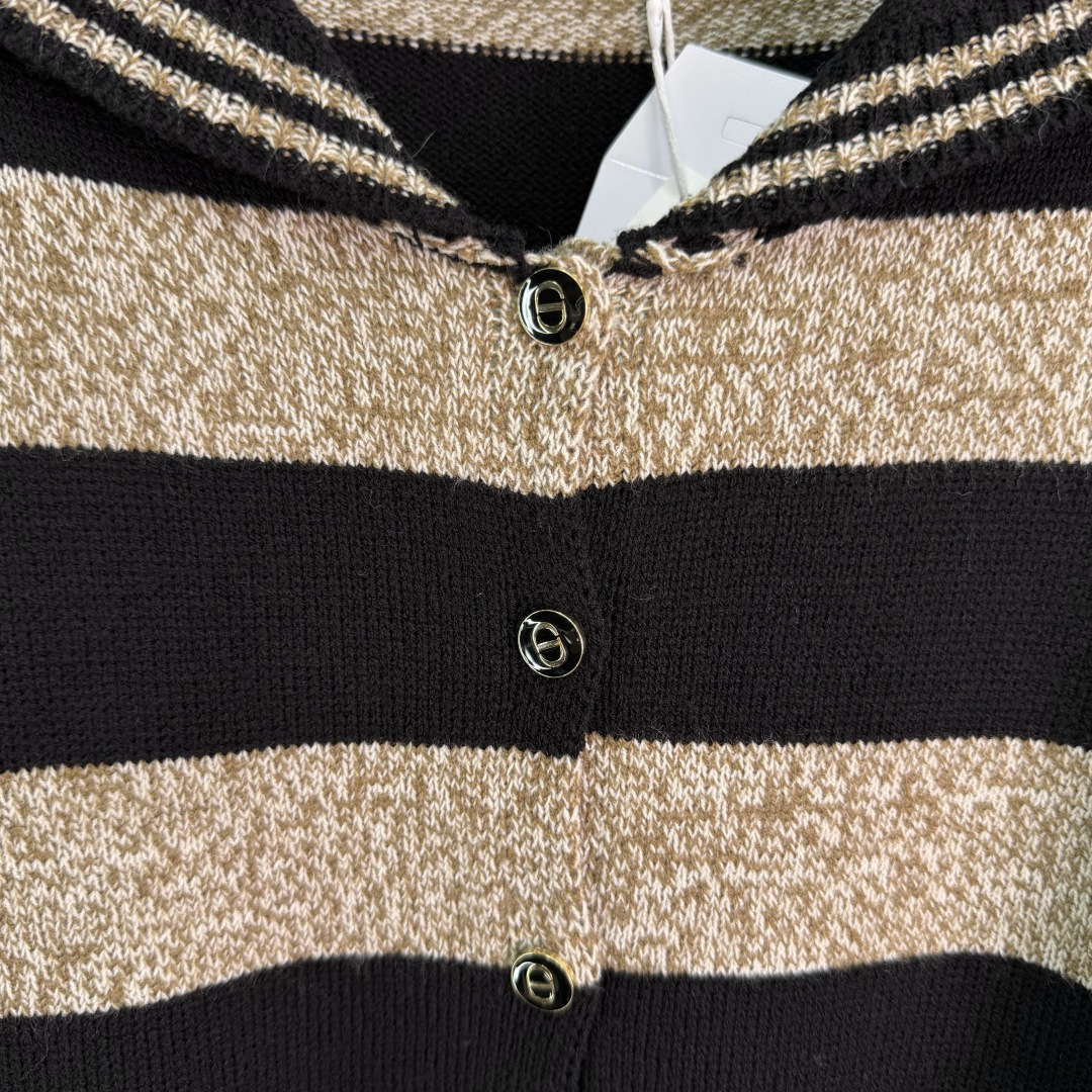 Dior Sailor Collar Striped Knit Cardigan
