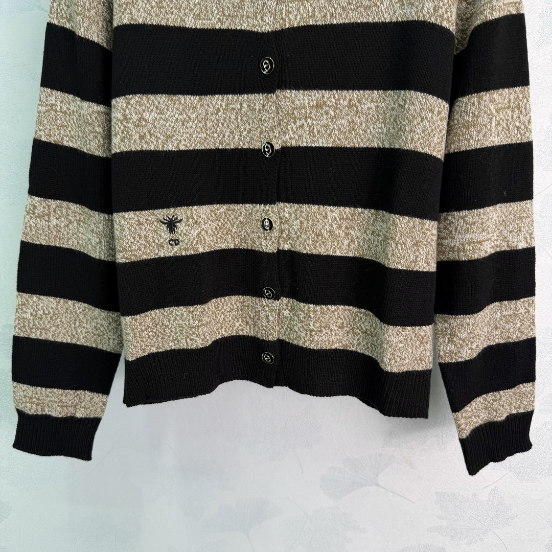 Dior Sailor Collar Striped Knit Cardigan