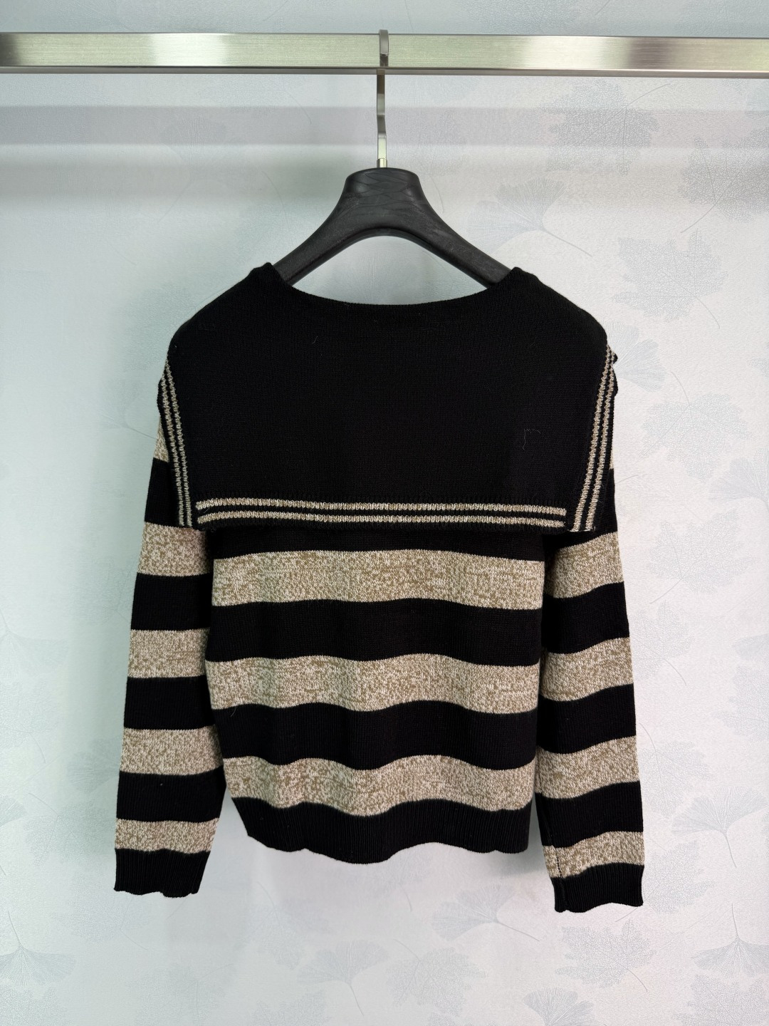 Dior Sailor Collar Striped Knit Cardigan