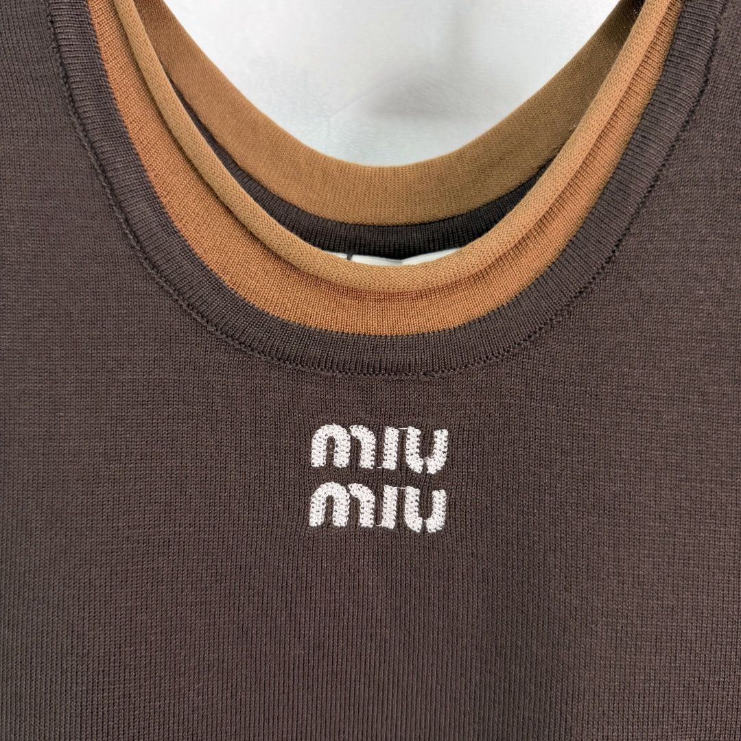 Miu Miu Contrast Trim Tank Top Midi Skirt Set
