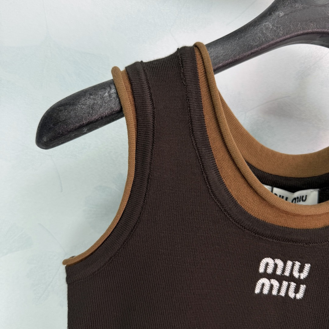 Miu Miu Contrast Trim Tank Top Midi Skirt Set
