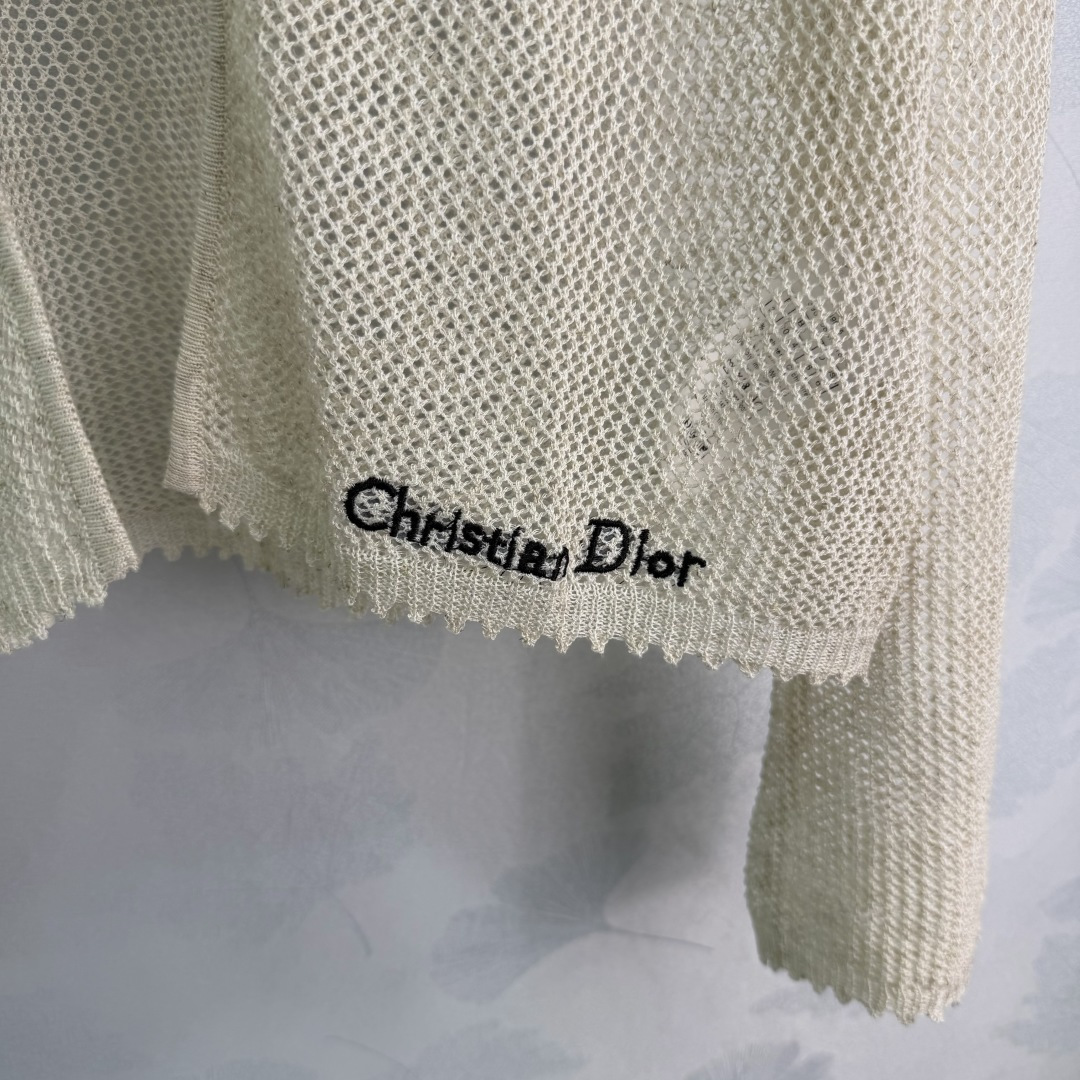 Dior Floral Mesh Knit Tie Cardigan