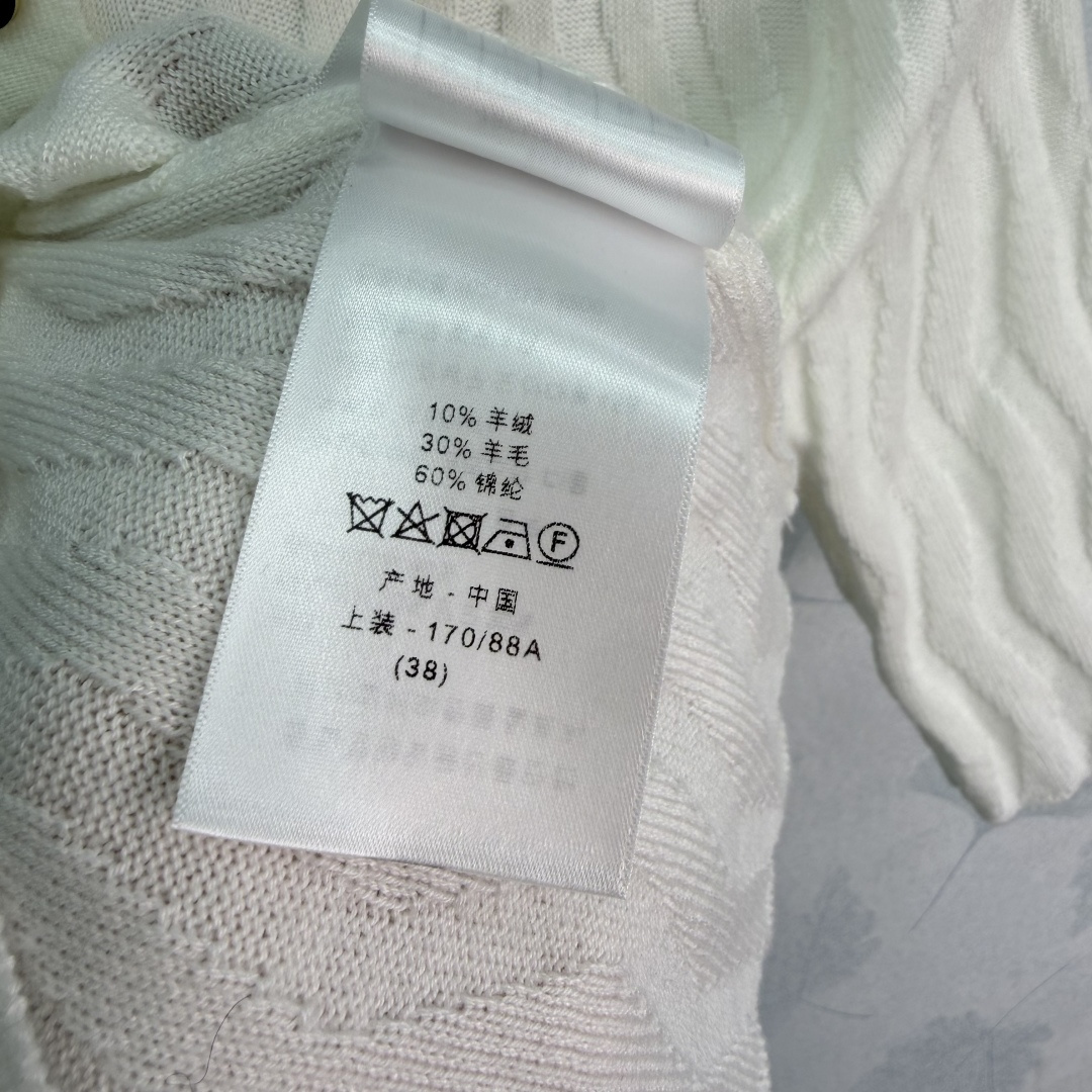 Dior Wavy Rib Polo Knit Top