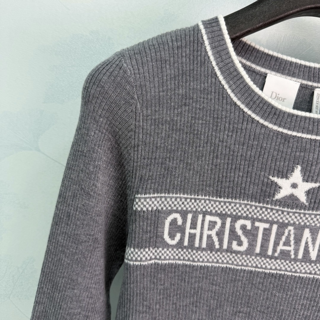 Dior Star Letter Rib Knit Top
