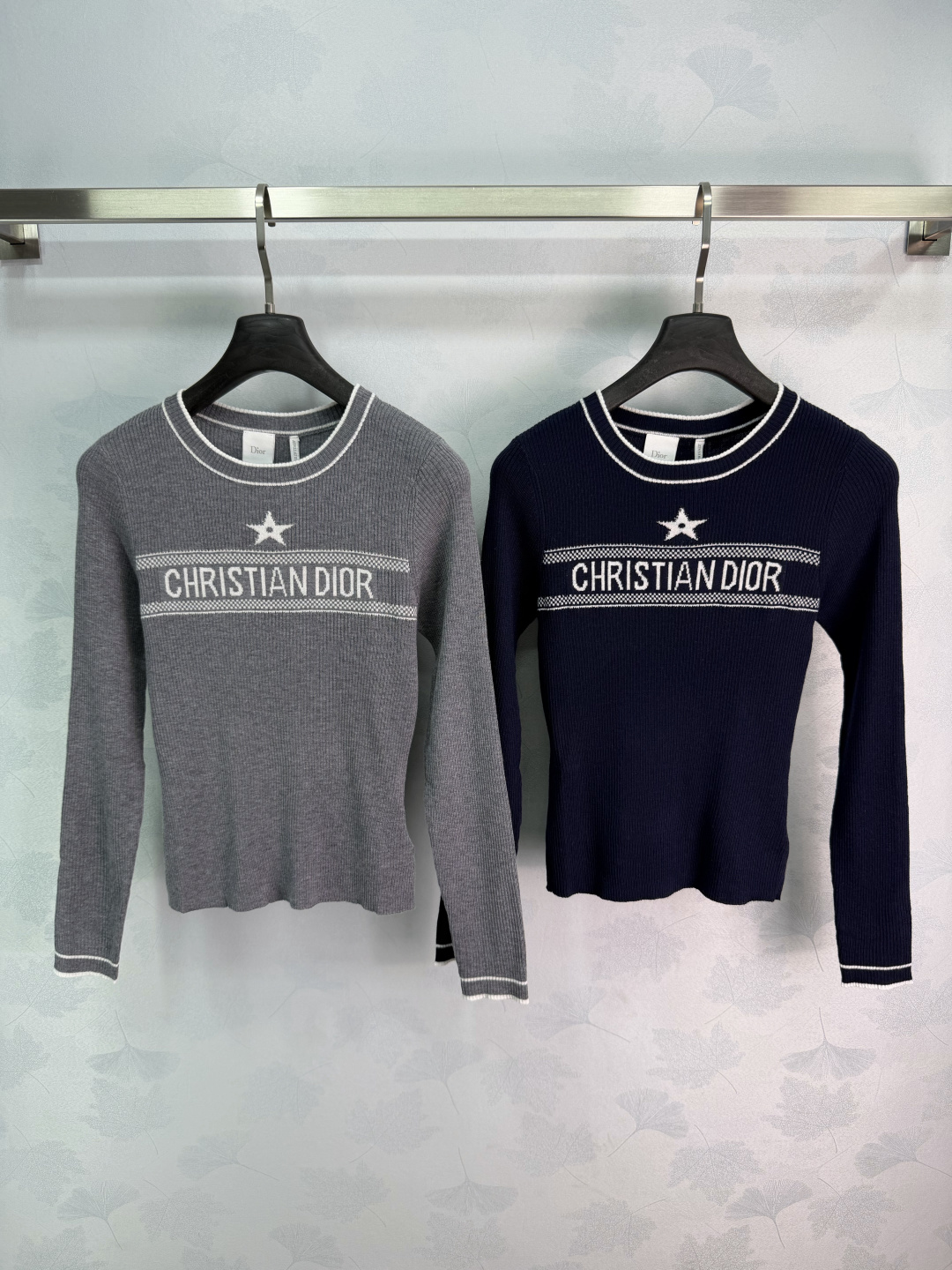 Dior Star Letter Rib Knit Top