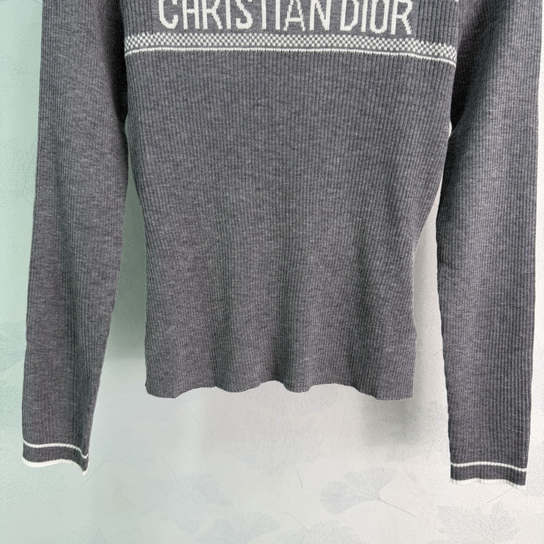 Dior Star Letter Rib Knit Top