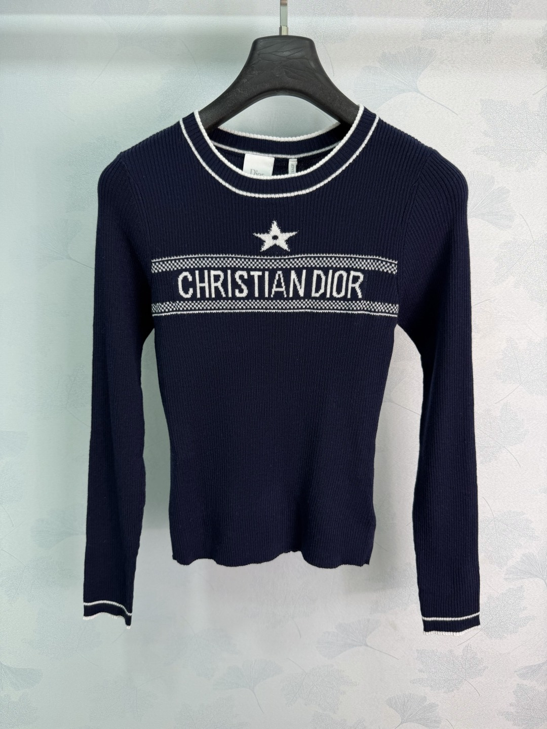 Dior Star Letter Rib Knit Top