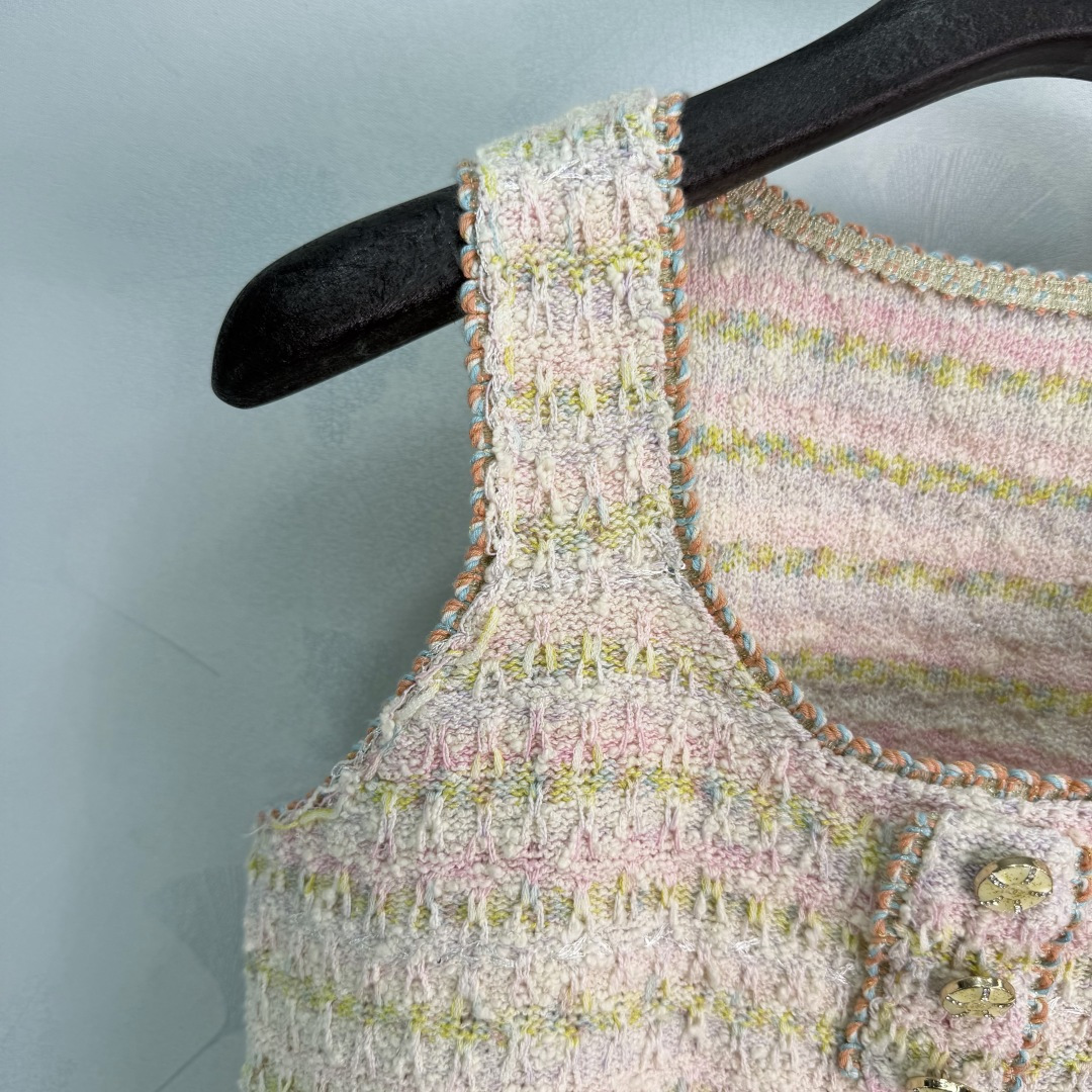 Chanel Striped Tweed Knit Sleeveless Tank Vest