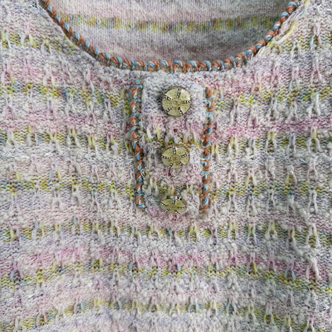 Chanel Striped Tweed Knit Sleeveless Tank Vest