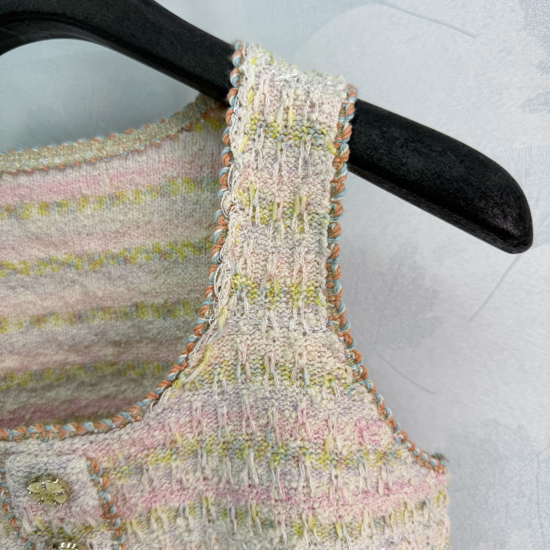 Chanel Striped Tweed Knit Sleeveless Tank Vest