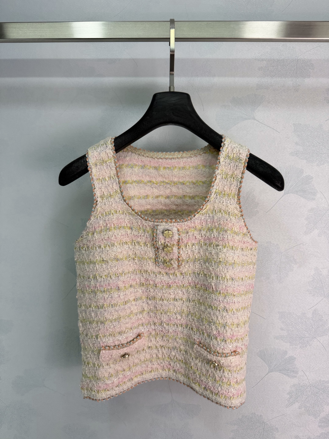 Chanel Striped Tweed Knit Sleeveless Tank Vest