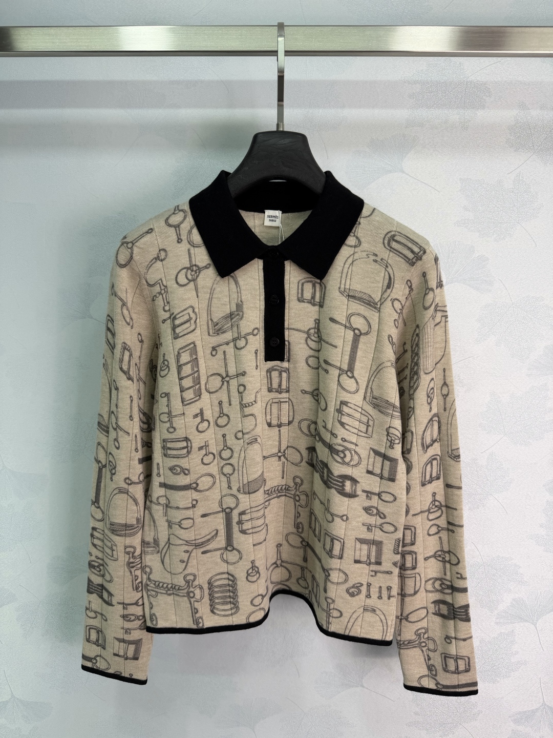 Hermes Horse Motif Polo Cardigan