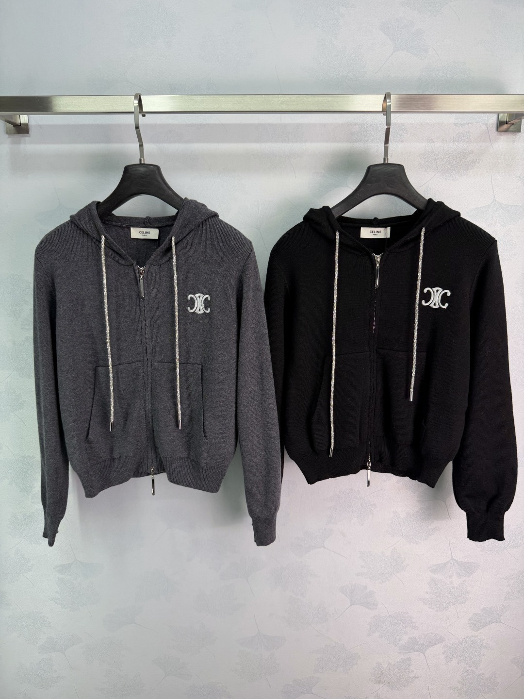 Celine Logo Knit Hoodie Cardigan