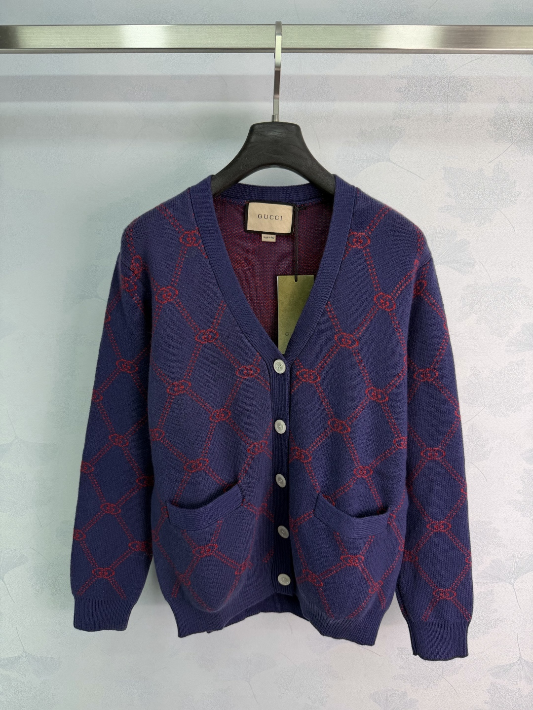 Gucci Navy Patterned Button Cardigan