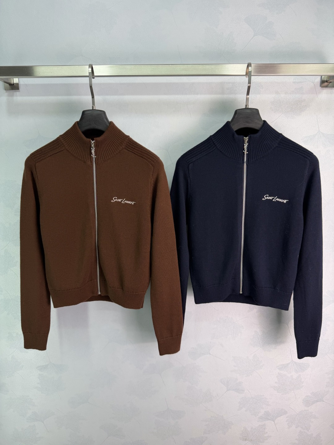 Saint Laurent Logo Zip Knit Cardigan