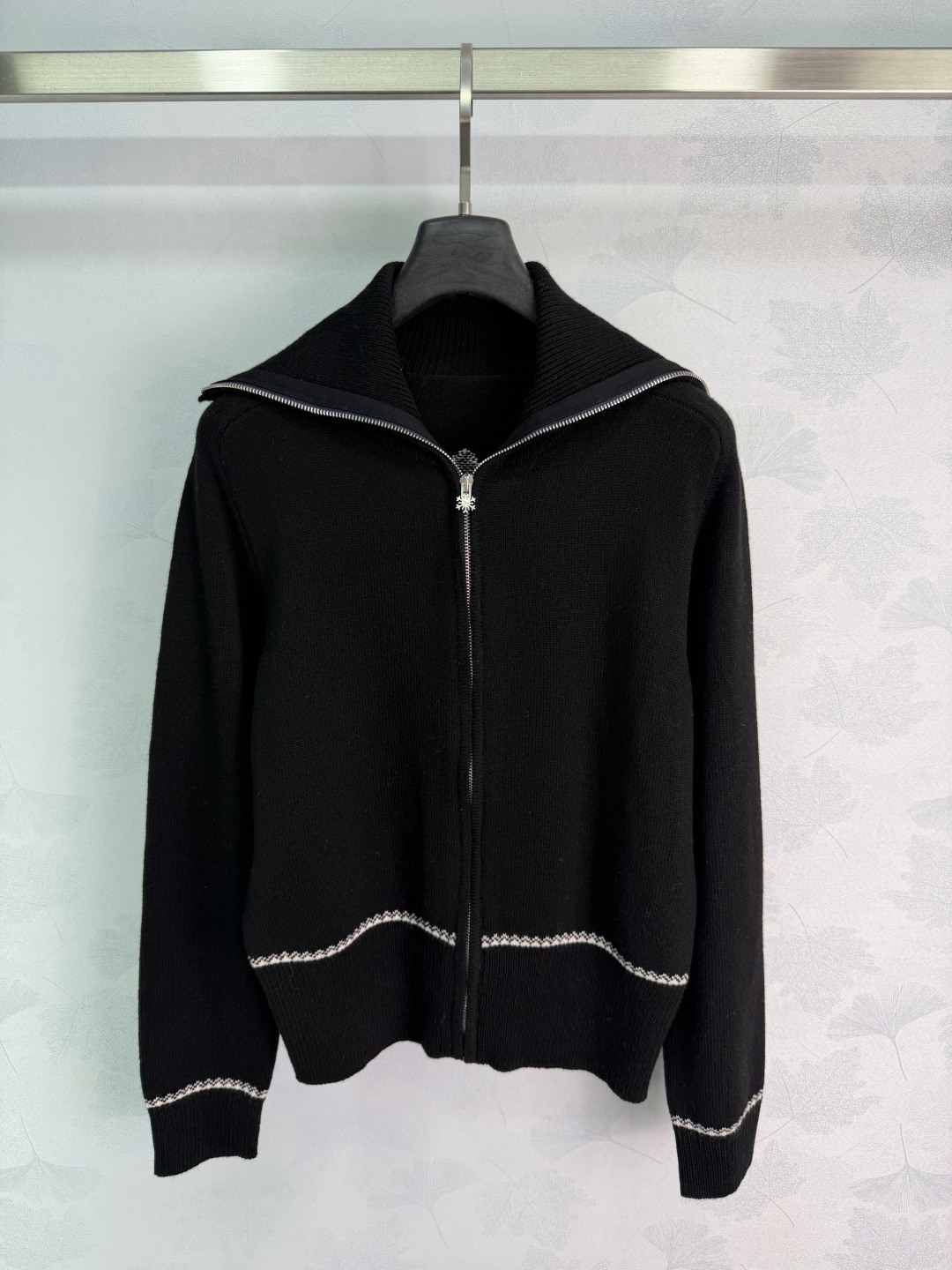 Dior Black Contrast Trim Zip Cardigan