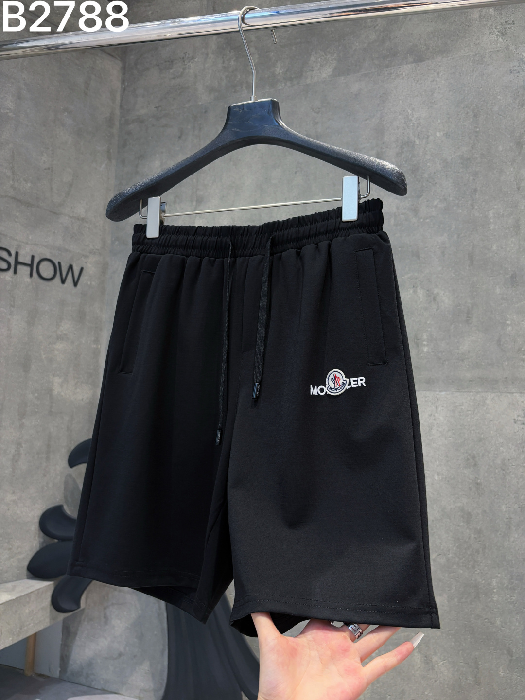 🅿️95 2026 Montclair nuevos pantalones cortos de punto con efecto degradado, tela personalizada, logo bordado con técni…