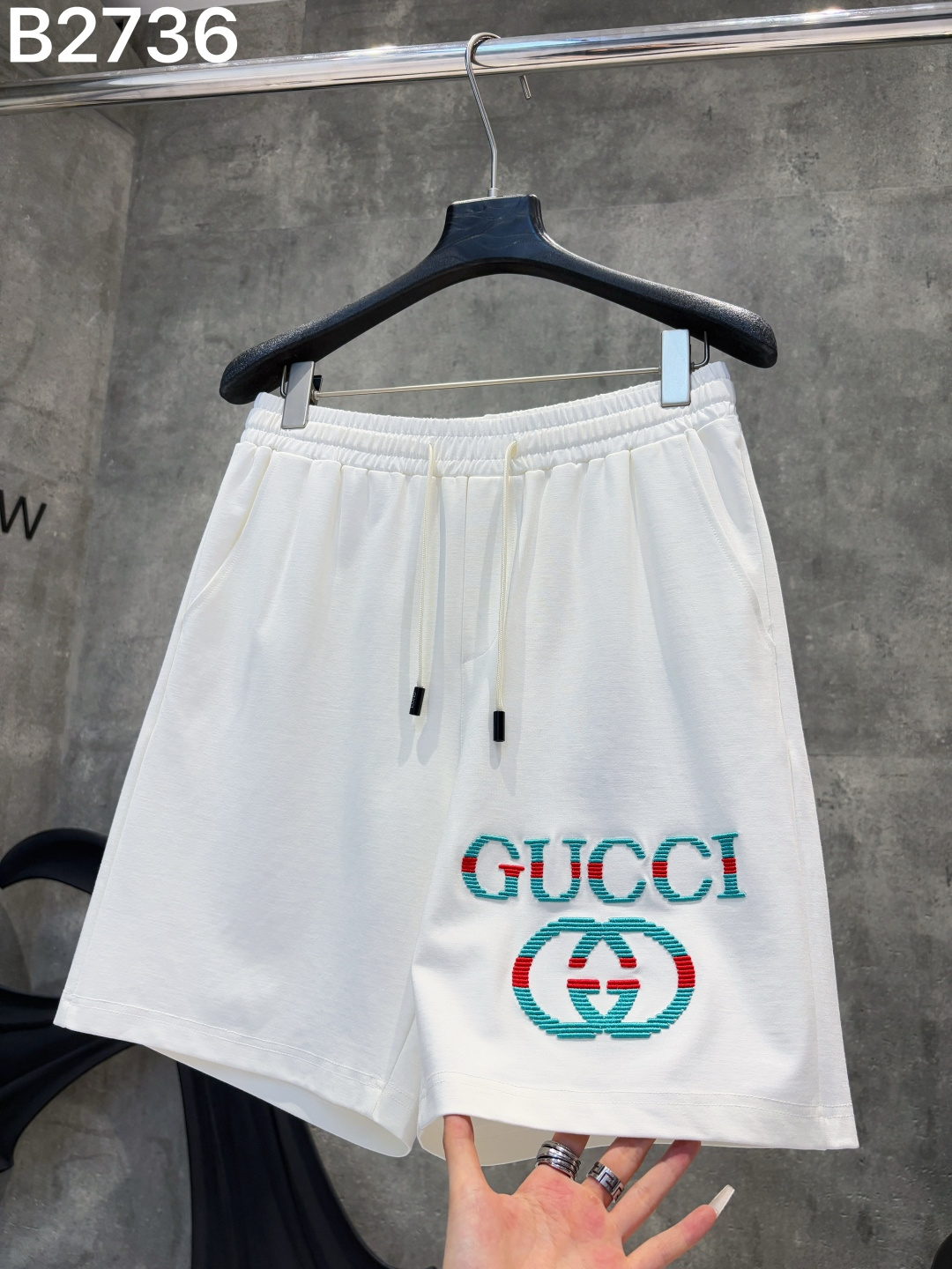 🅿️95 2026 Gucci Nueva colección de pantalones cortos de punto con cambio de color, tela personalizada, bordado de logo…