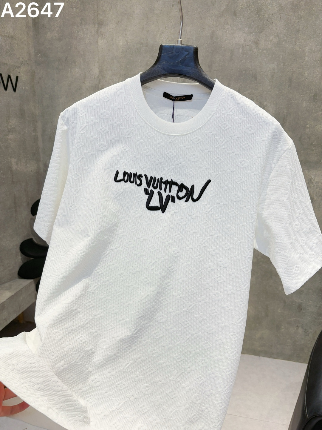P95 Louis Vuitton LV (industria pesada) 26ss nueva camiseta de manga corta con cuello redondo para hombre, versión alta…